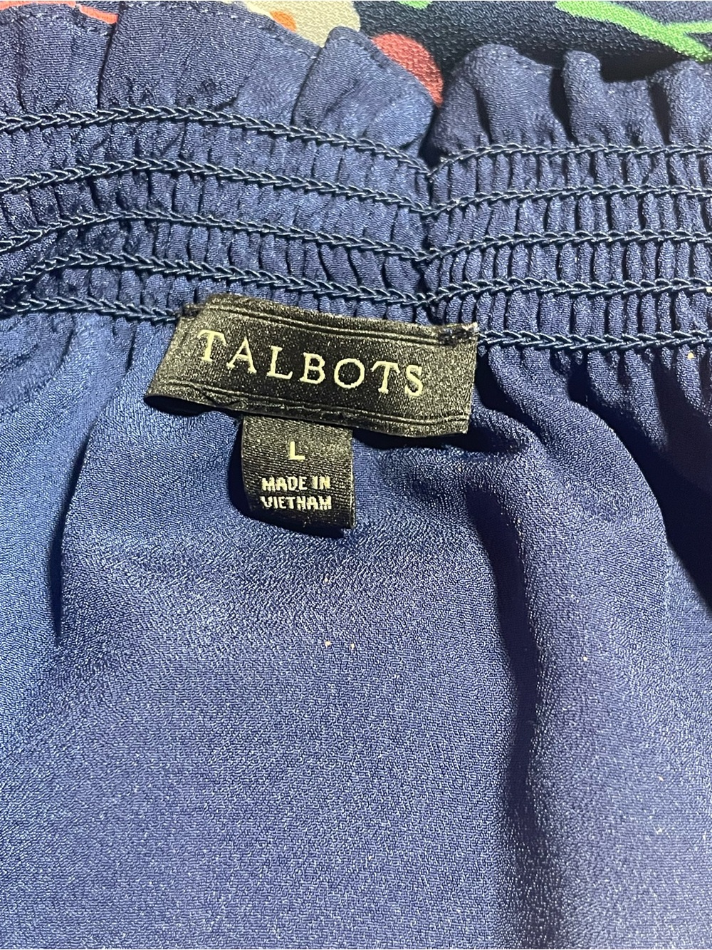 Talbots Navy Floral Short Sleeve Top Large - Picture 4 of 10